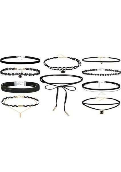 Choker 10'lu Set, Ahşap Kutu