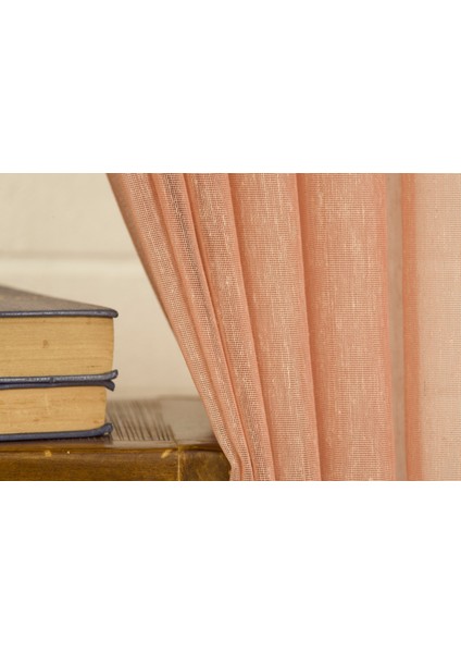 Kırçıllı Keten Tül Mercan Rengi Pilesiz 100X260