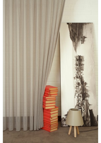 Kırçıllı Keten Tül Gri Pilesiz 200X260