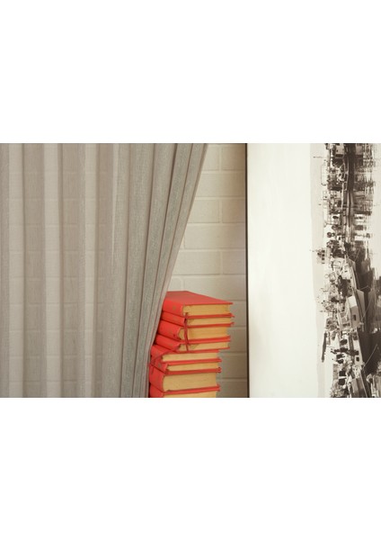 Kırçıllı Keten Tül Gri Pilesiz 200X260