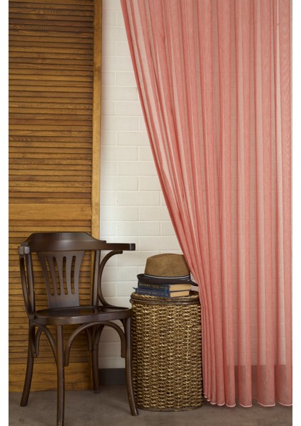 Kırçıllı Keten Tül Kırmızı 1-2 Seyrek Pile 200X260