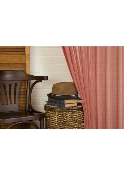Kırçıllı Keten Tül Kırmızı 1-2 Seyrek Pile 200X260