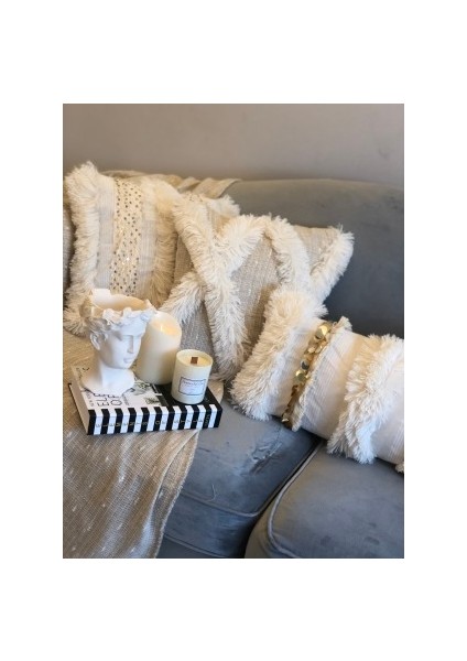 El Dokuması Bohem Morocco Püsküllü Pullu Kırlent Kılıfı modelleri