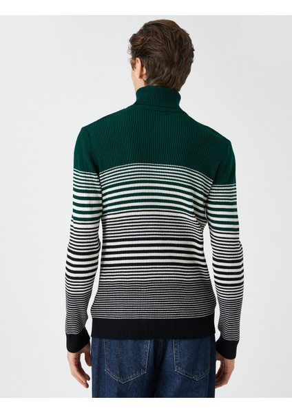 Basic Triko Kazak Balıkçı Yaka Renk Bloklu Dar Kesim fırsatları