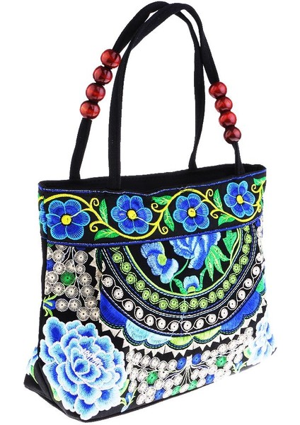 Vintage Nakış Çantası Ulusal Ahşap Boncuklar Seyahat Omuz Çantası 31X51CM E-Multicolor1 indirimleri