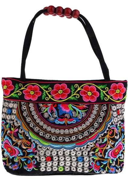 Etnik Çanta Nakış Tuval Çiçek Seyahat Çantası E-Multicolor6 fiyatları