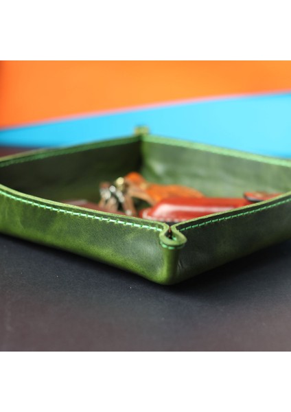 Hakiki Deri Masaüstü Organizer - Masaüstü Düzenleyici - Yeşil fiyatları