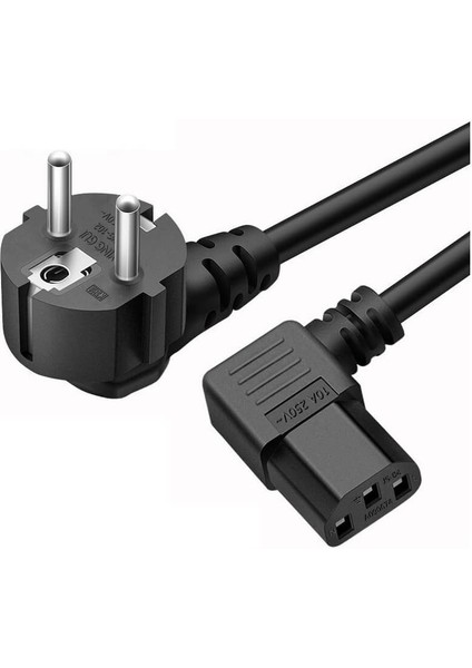 Marka C13 Power Güç Kablosu - 90 Derece L Uç Sol Açılı - Standart Power Kablosu - 1.8 mt