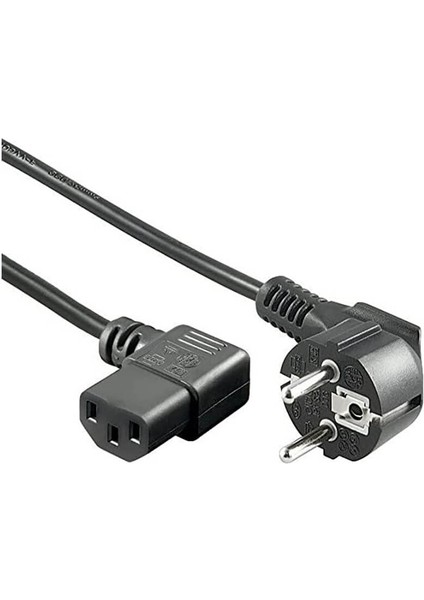 Marka C13 Power Güç Kablosu - 90 Derece L Uç Sol Açılı - Standart Power Kablosu - 1.8 mt