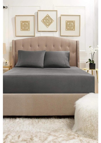 Tek Kişilik Antrasit Lastikli Çarşaf