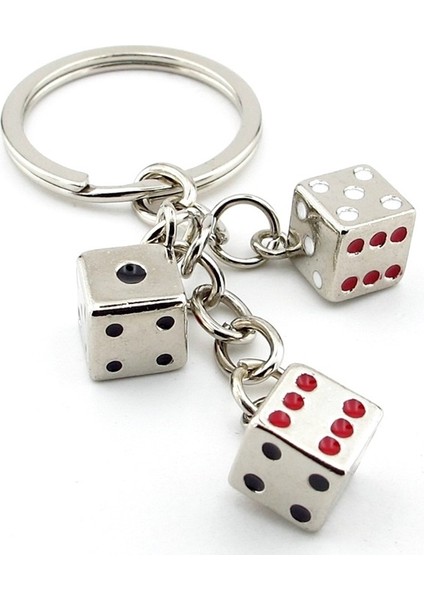Zar Tavla Casino Şans Sallantılı Üçlü Metal Anahtarlık KC017