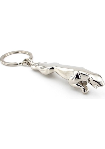 Jaguar Leopar Şeklinde Parlak Metal Anahtarlık KC027