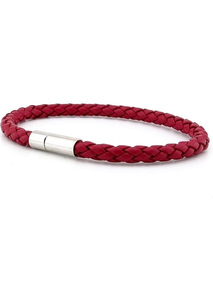 Bordo Çapraz Örgü Deri Metal Klipsli Erkek Bileklik M041B fiyatları