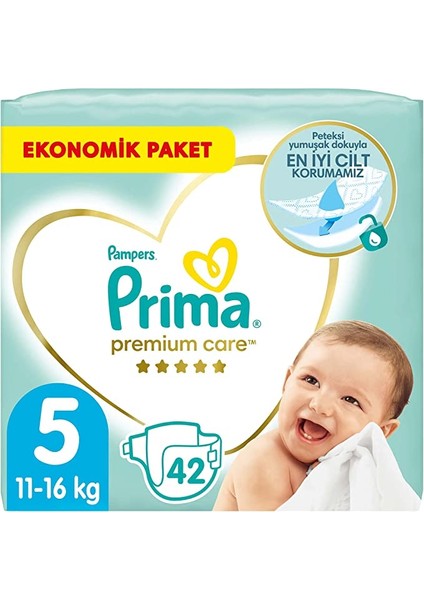 Bebek Bezi Premium Care Junior Jumbo Paket 5 Beden 11 - 16 kg 42 Adet