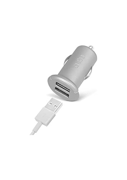 15520 TECAR2USB2AS 5 W Çift USB Çıkışlı Çakmaklığa Takılan Araç Şarj Cihazı Gri