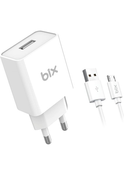 Bix BX-M10TA 10W Seyahat Şarj Cihazı Mikro USB Kablo Şarj Cihazı