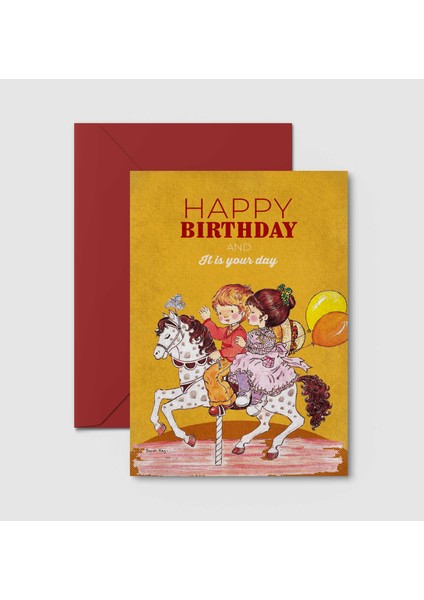 Kartpostal - Tebrik Kartı & Zarf Doğumgünü Happy Birthday Doğum Günü Sarah Kay