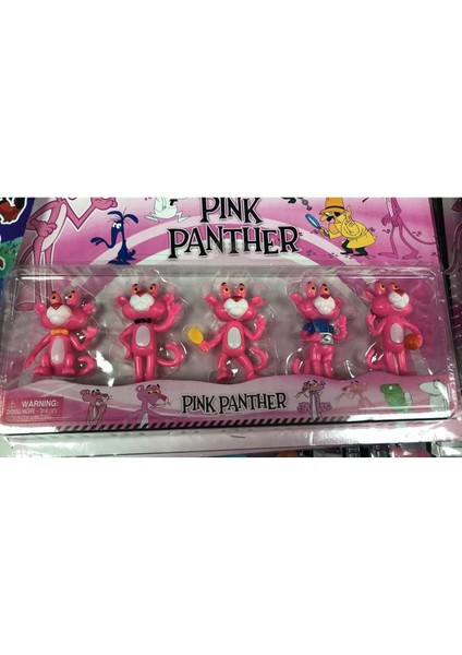 Sevimli 5 Li Pembe Panter Figür Oyuncak Pink Panter Figür -Rgl