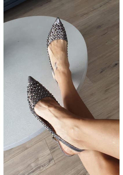 4167 Topukla Kadın 10 cm Ince Topuklu Taşlı Abiye Ayakkabı modelleri
