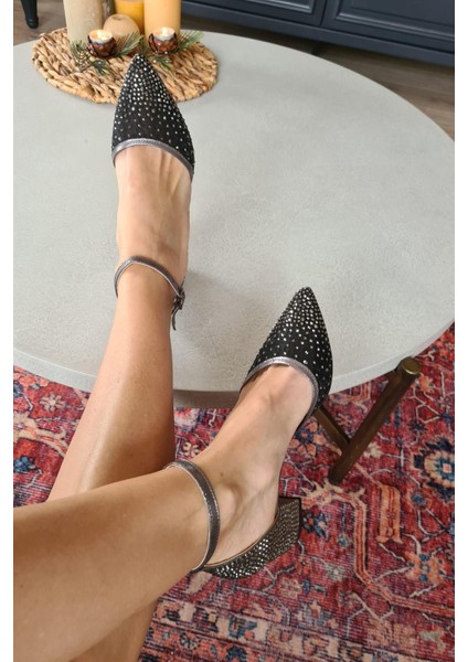 036 650 Topukla Kadın 5 cm Topuklu Taşlı Abiye Ayakkabı modelleri