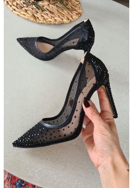 036 4168 Topukla Kadın 10 cm Topuklu Taşlı Abiye Ayakkabı modelleri