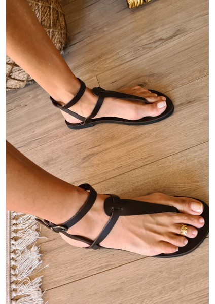 004 2054 Topukla Kadın Hakiki Deri Bodrum Sandalet