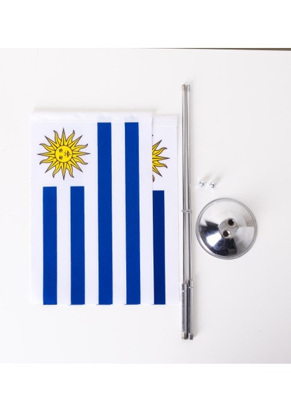 Uruguay 2li Masa Bayrağı Saten Kumaş Dijital Baskı 15x22,5 cm fiyatları