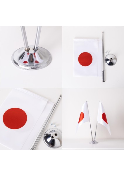 Japonya 2li Masa Bayrağı Saten Kumaş Dijital Baskı 15x22,5 cm fırsatları