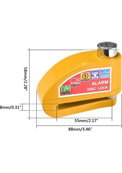 Motosiklet,bisiklet,scooter Alarmlı Disk Kilidi Hatırlatma Kablolu Alüminyum Alaşımlı Motor Kilidi 110 Desibel Ses modelleri