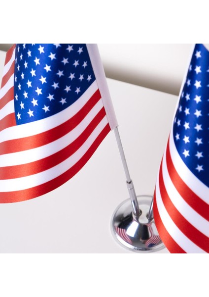 Amerika 2li Masa Bayrağı Saten Kumaş Dijital Baskı 15x22,5 cm modelleri