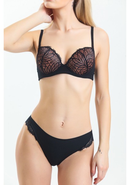 2685 Kadın Siyah Süngerli Dantelli Sütyen fiyatları