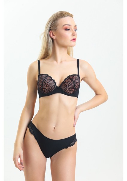 2685 Kadın Siyah Süngerli Dantelli Sütyen modelleri