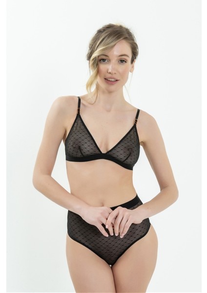 1795 Kadın Siyah Kafes Dantelli Üçgen Sütyen fiyatları