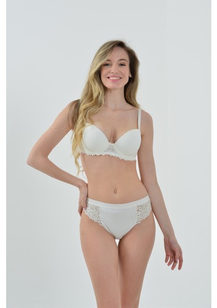4352 Kadın Ekru Dantelli Süngerli Sütyen fiyatları