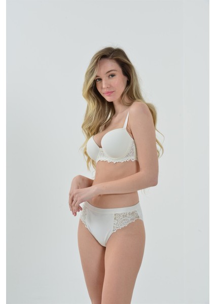 4352 Kadın Ekru Dantelli Süngerli Sütyen modelleri