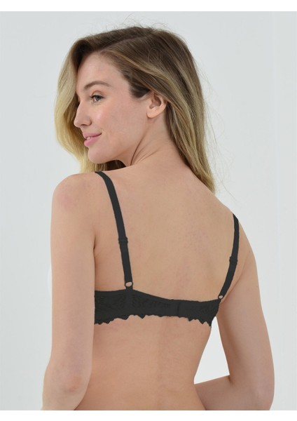 4352 Kadın Siyah Dantelli Süngerli Sütyen fiyatları