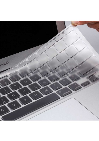 - Apple Macbook 16' Touch Bar A2141 - Klavye Koruyucu Şeffaf Silikon Ped - Şeffaf