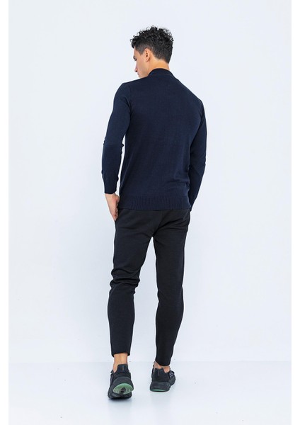 Erkek Slim Fit Düz Renk Balıkçı Yaka Boğazlı Kazak