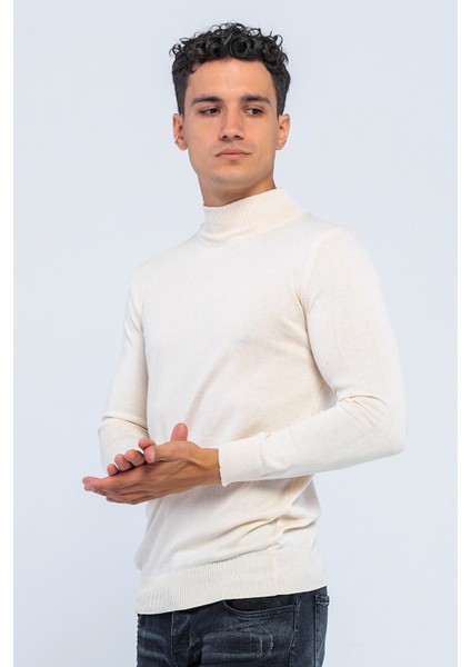 Erkek Slim Fit Düz Renk Balıkçı Yaka Boğazlı Kazak modelleri