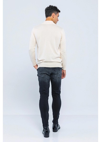 Erkek Slim Fit Düz Renk Balıkçı Yaka Boğazlı Kazak fırsatları