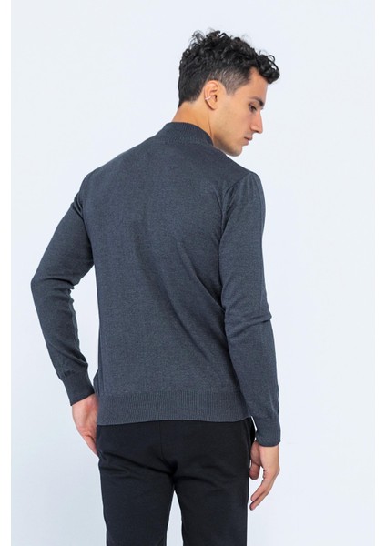 Erkek Slim Fit Düz Renk Balıkçı Yaka Boğazlı Kazak