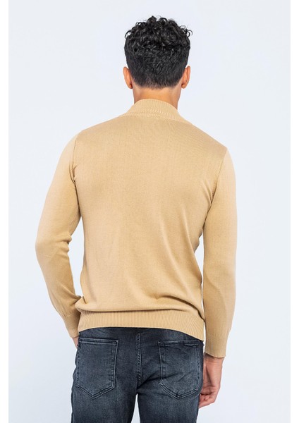 Erkek Slim Fit Düz Renk Balıkçı Yaka Boğazlı Kazak modelleri