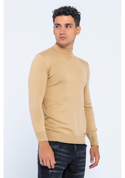 Erkek Slim Fit Düz Renk Balıkçı Yaka Boğazlı Kazak indirimleri