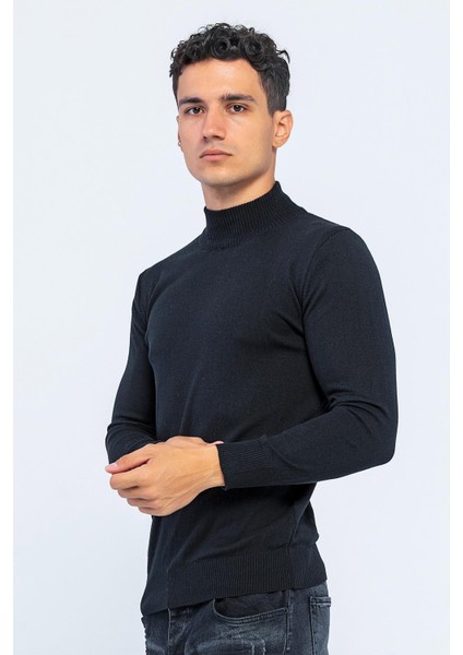 Erkek Slim Fit Düz Renk Balıkçı Yaka Boğazlı Kazak fırsatları