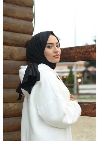 Tesettür Pamuk Kraş Cazz Şal Modeli - Siyah