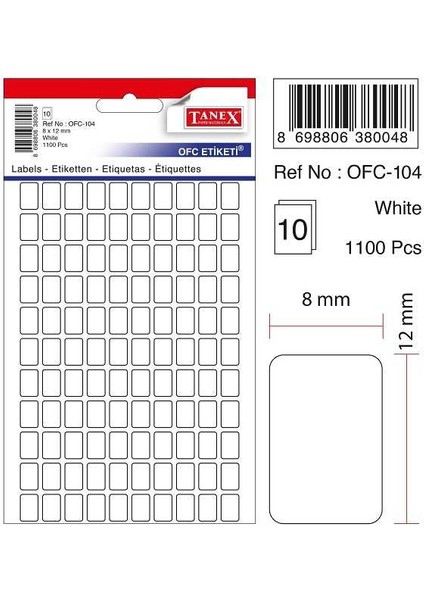 Etiket 10LU OFC-104 Beyaz
