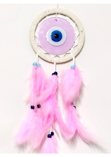 Pembe Renk Dream Catcher Pudra Pembesi Camlı Kuş Tüylü Duvar Süsü fiyatları