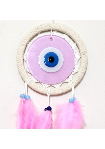 Pembe Renk Dream Catcher Pudra Pembesi Camlı Kuş Tüylü Duvar Süsü modelleri