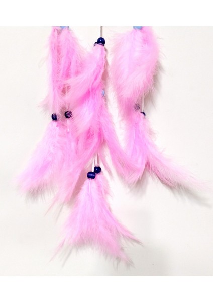 Pembe Renk Dream Catcher Pudra Pembesi Camlı Kuş Tüylü Duvar Süsü fırsatları
