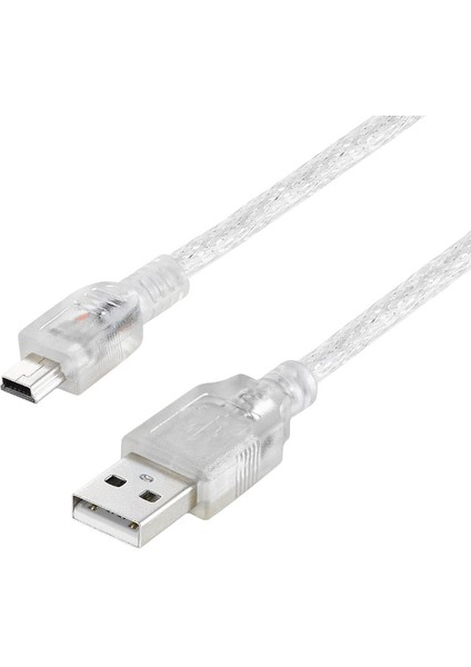 16731 USB 2.0 Şeffaf USB Am/mini 5 Pin Kablo 5 Metre